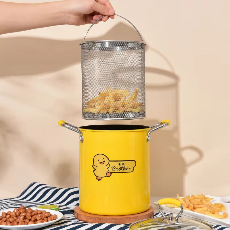 Cute Cartoon Fried Pot – Multifunction Cooking & Frying Pot with Glass Lid